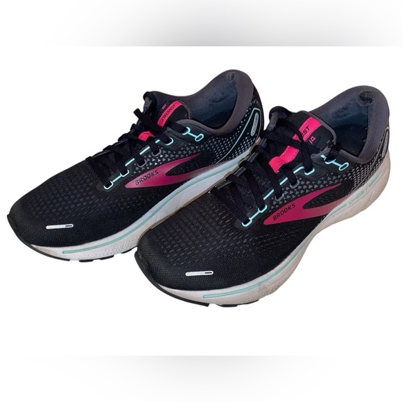 Brooks Ghost 14 Women’s Road-Running Athletic Shoes BLK/PNK/AQUA in Size 10M - Picture 1 of 6